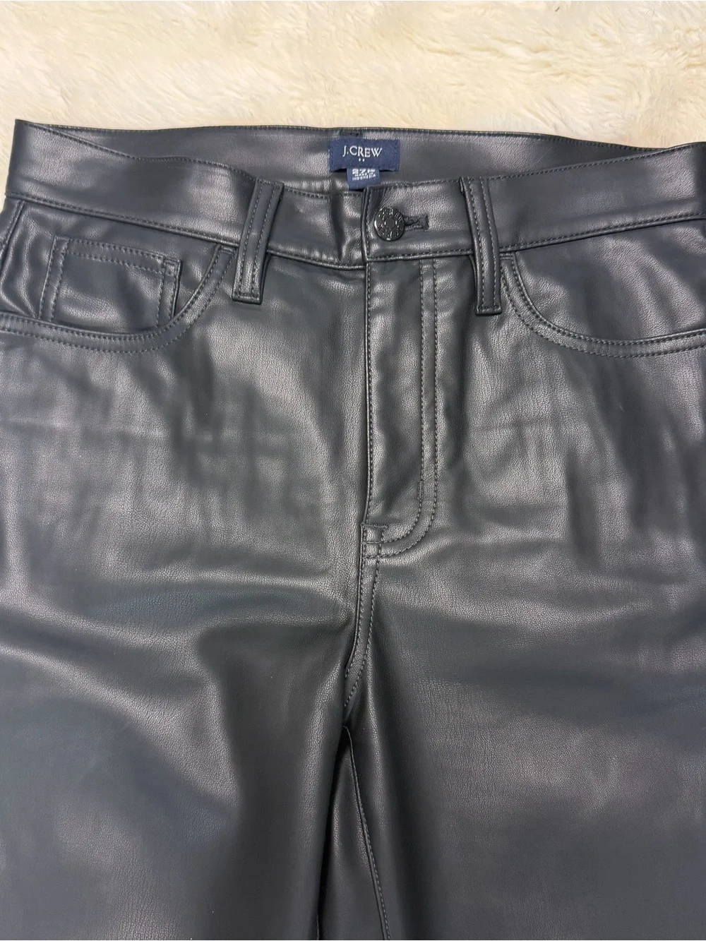 J. Crew Full Length Straight Leg Faux Leather Pants
